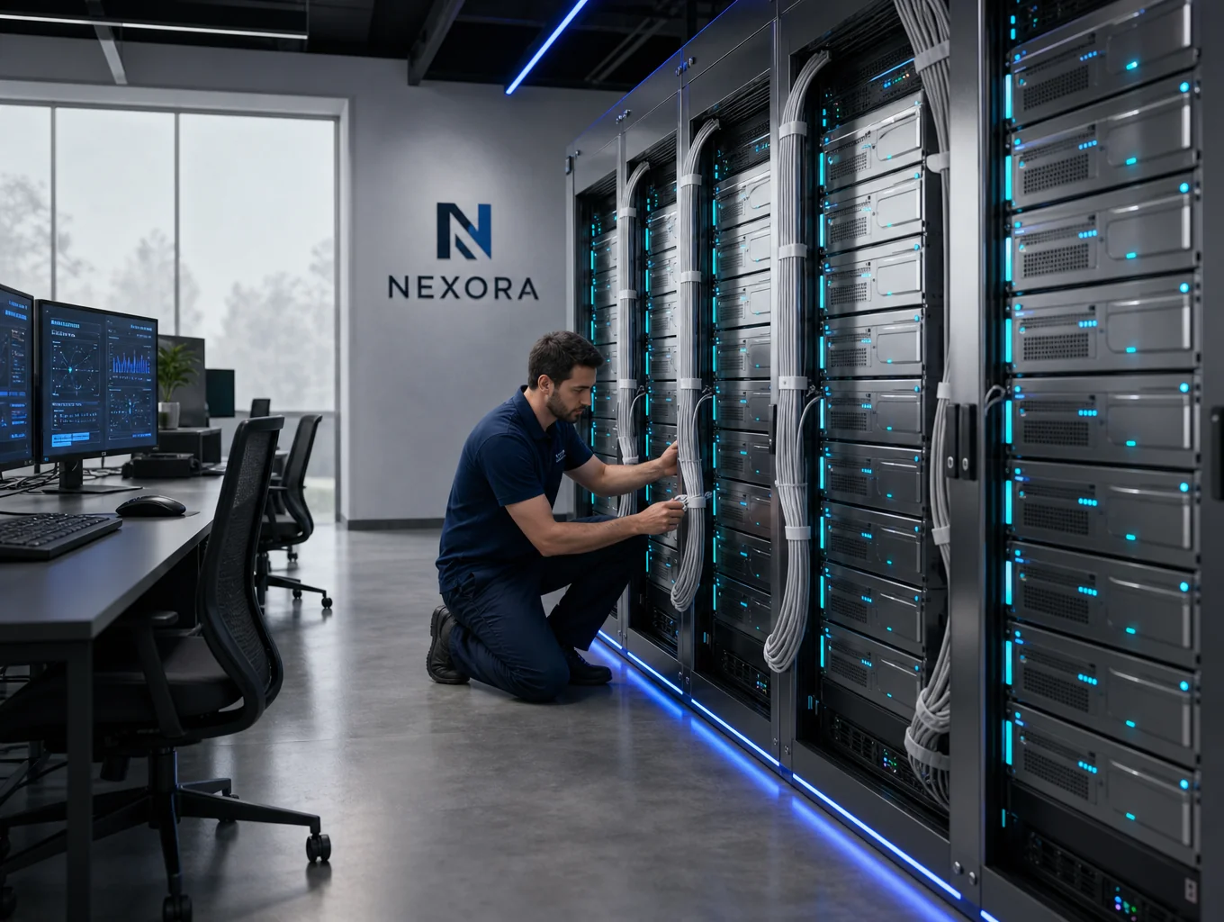 Certified technician servicing computing hardware